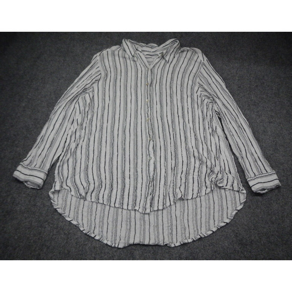 Jane and Delancey Button Up Top Women's Size 12 White Gray‎ Striped Button Up - Picture 1 of 8